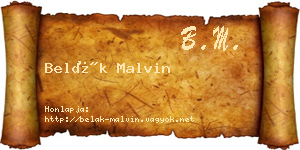 Belák Malvin névjegykártya